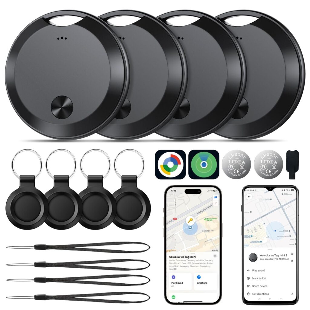 2026 Smart Tracker Tags per Android & iOS 4 Pezzi, Google Funzioni Trova o Apple Dov'è, Bluetooth Trova Oggetti 365 Giorni, Batteria Sostituibile,IP68, Localizzatore Chiavi/Portaf…