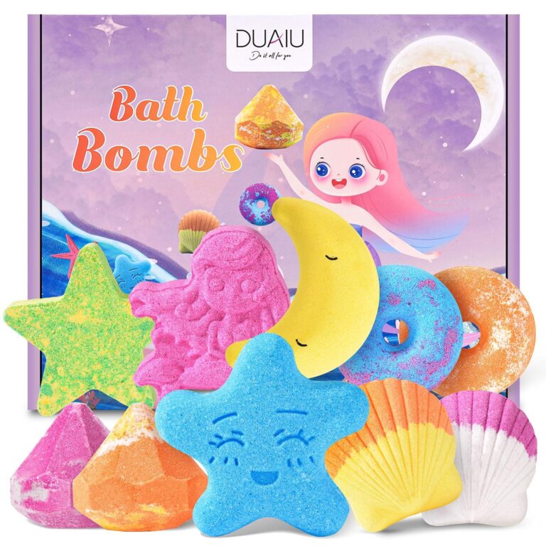 DUAIU Bombe da Bagno,10 Pezzi Bombe da Bagno Bambini Profumate Set Regalo,Fatte a Mano,Bomba da Bagno Arricchite con Sali da Bagno e Oli Essenziali per Donna,Bambini