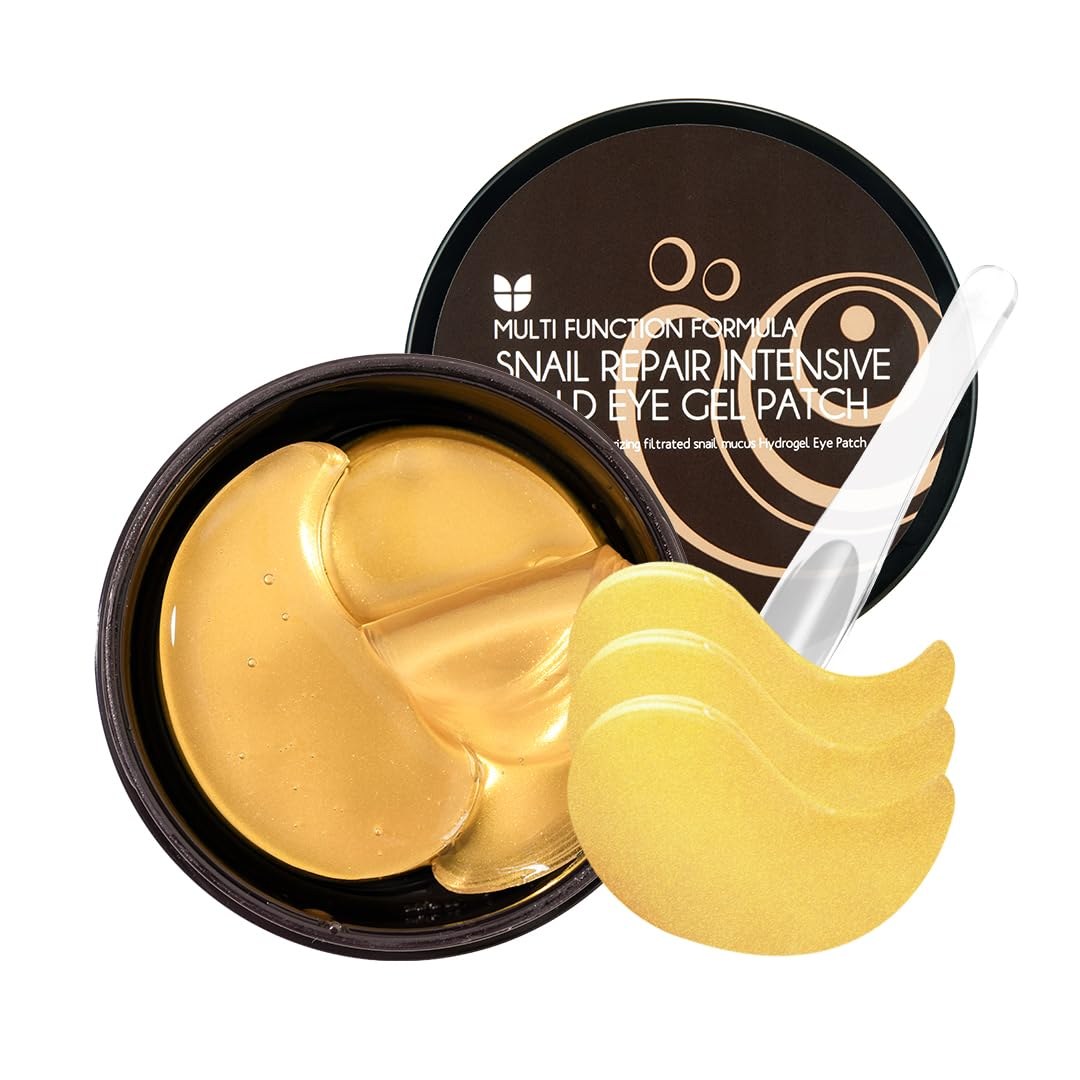 [Mizon] Maschere Occhi con Oro 24K ed Estratto di bava di Lumaca (30 paia) Cerotti al collagene per occhiaie. Maschere Idrogel per Occhi, Anti Rughe, idratanti (Snail Repair Gold…