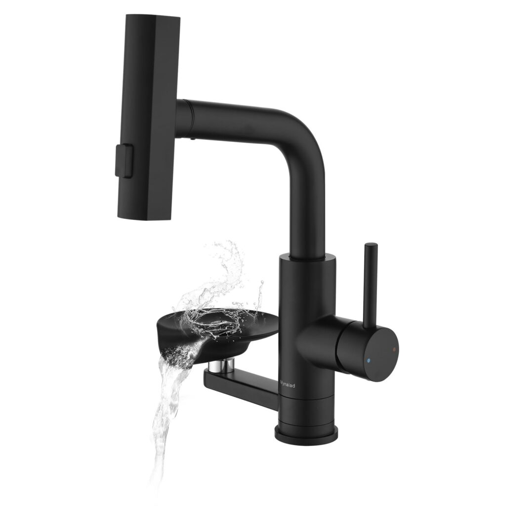 Rubinetto lavello Cucina Miscelatore Lavaglassi Estraibile 3 Getti,Nero | Rubinetto Cucina con Doccetta Estraibile Mynaiad Lavaglassi,360°,Acciaio 304 Spazzolato per Cucina Bar Ba…