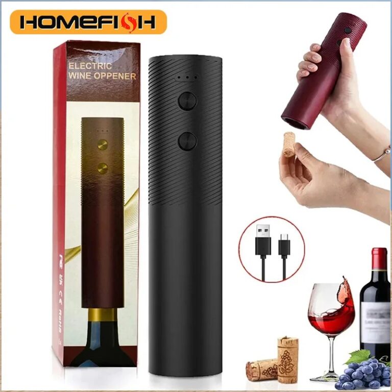 Cavatappi Elettrico HOMEFISH, Apribottiglie Automatico per Vino Rosso, Ricaricabile, con Pulsante One-Click, Accessori per Vino