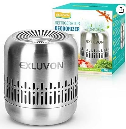 Exluvon Deodorante Frigorifero, Purifica Aria, 15x Carbone, Fino a 10 Anni | Tecnologia Nano Catalitica Brevettata, Elimina Odori, Acciaio Inox 304, per Auto Camper Armadio Scarpi…