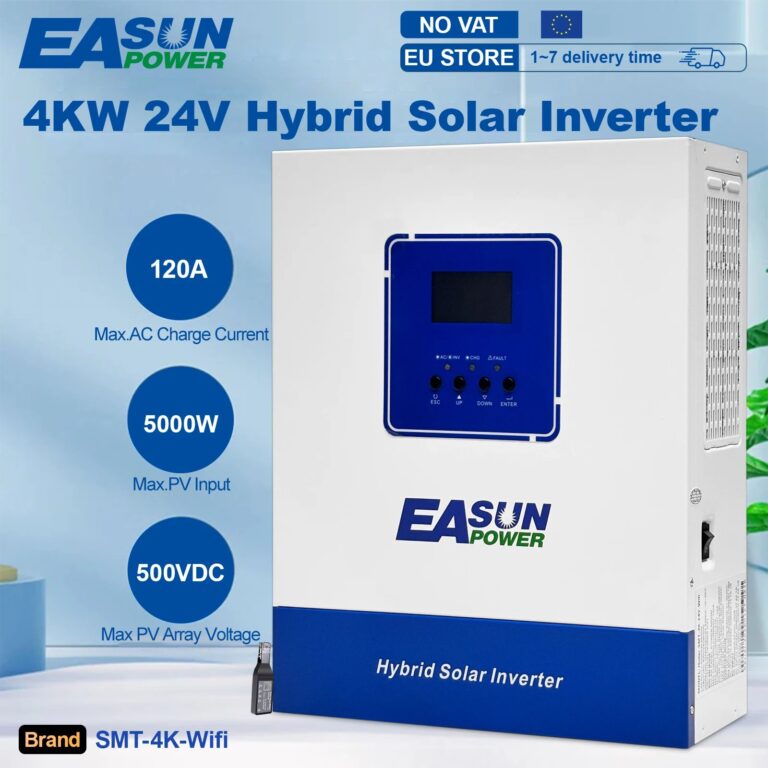 Inverter Solare Ibrido Easun 2KW 3.2KW 4KW 12V/24V MPPT Off-Grid Onda Pura 100A 120A 230V 50/60Hz con Caricabatterie