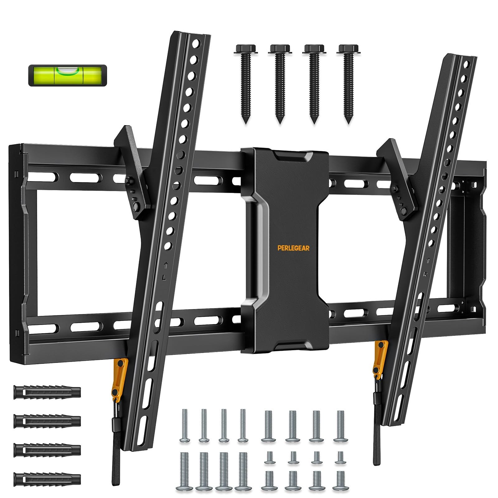 Perlegear Supporto TV Parete da 37-82 Pollici, Staffa TV Inclinabile Fino a 60 kg, Braccio TV con Televisori a LED, LCD, OLED, Curvi, Max VESA 600x400 mm