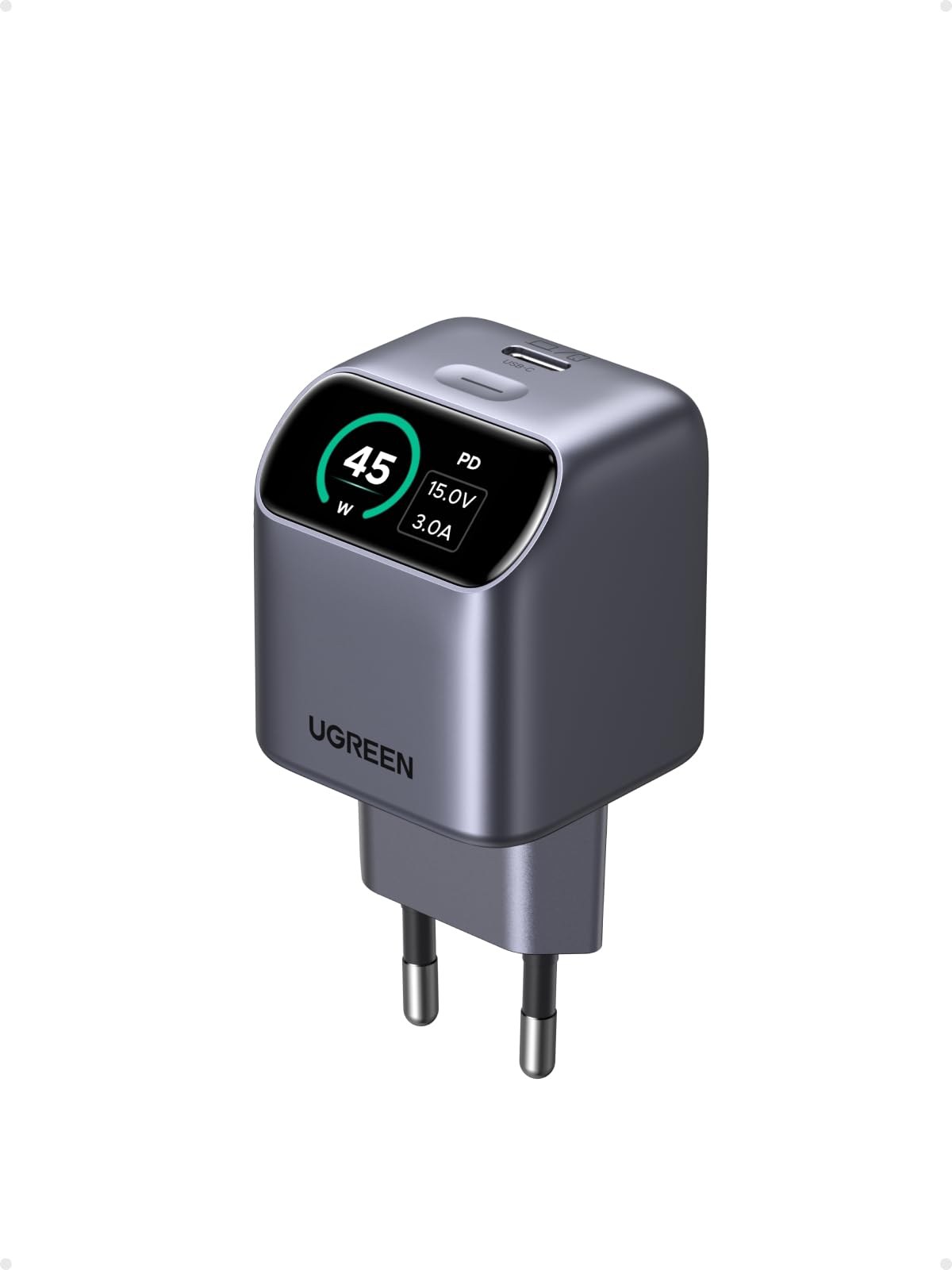 UGREEN Nexode Pro Caricatore USB C 45W PPS Ricarica Rapida iPhone Schermo | GaN Caricabatterie Compatibile con iPhone 18 Pro Max 17 Air 16 15 Plus Pixel 10 Pro Galaxy S26 S25 S24…