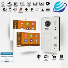 Videocitofono Casa 2 Famiglie 7" Touch Screen Bianco WiFi Incasso Acciaio Inox