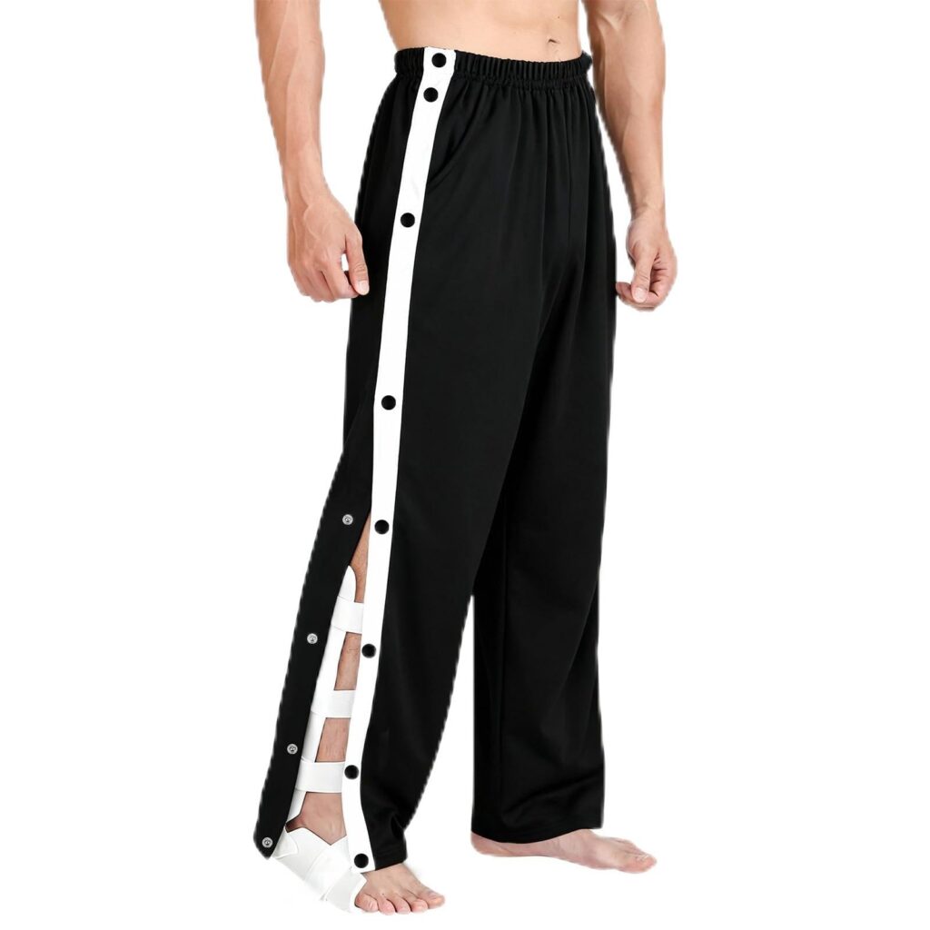 BSBUY Pantaloni da Riabilitazione da Uomo, Pantaloni Sportivi Postoperatori con Cerniera Laterale, Uomo Reha Baggy Pantalone con Elastico in Vita, per Allenamento, Postoperatorio,…