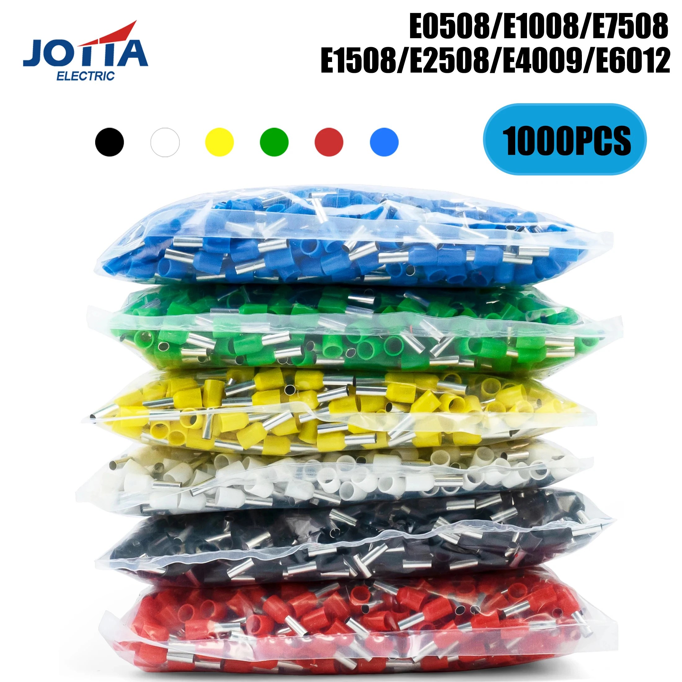 1000 Pz/pacco Cavo Isolato Terminale A Crimpare E0508 1008 1508 7508 2508 Terminale di Pressione Puntali Terminali A Crimpare Tubolare