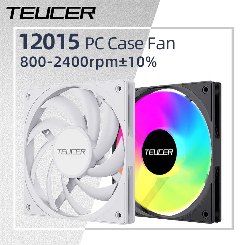 Teucer 120mm Ventola per case del PC FDB Cuscinetto PWM 800-2400 giri/min Spessore 15mm Ventilatore di raffreddamento del telaio silenzioso UT-12015 Ventola CPU ultrasottile