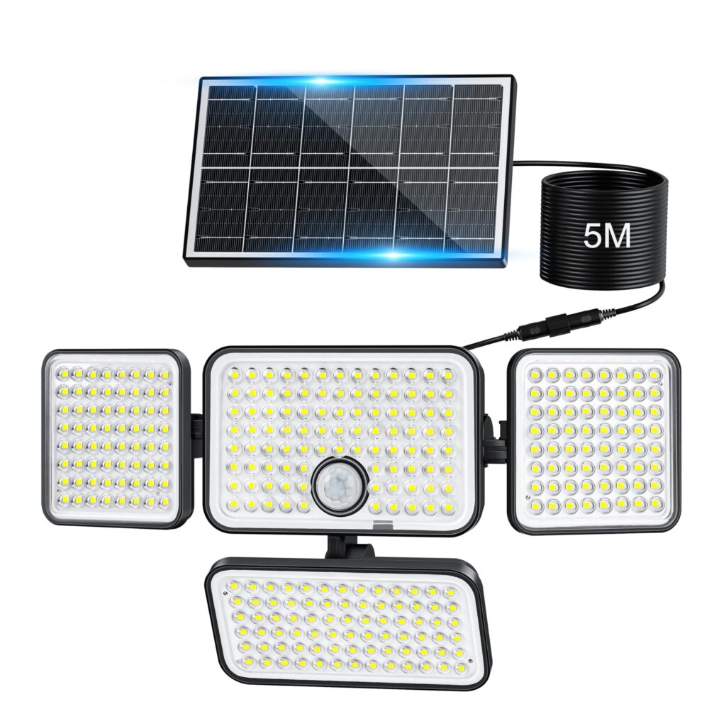 Really Luce Solare Led Esterno con Sensore di Movimento, Faretto Led Esterno con Pannello Solare con 301LED 3000mAh IP65 Impermeabile per Giardino Garage