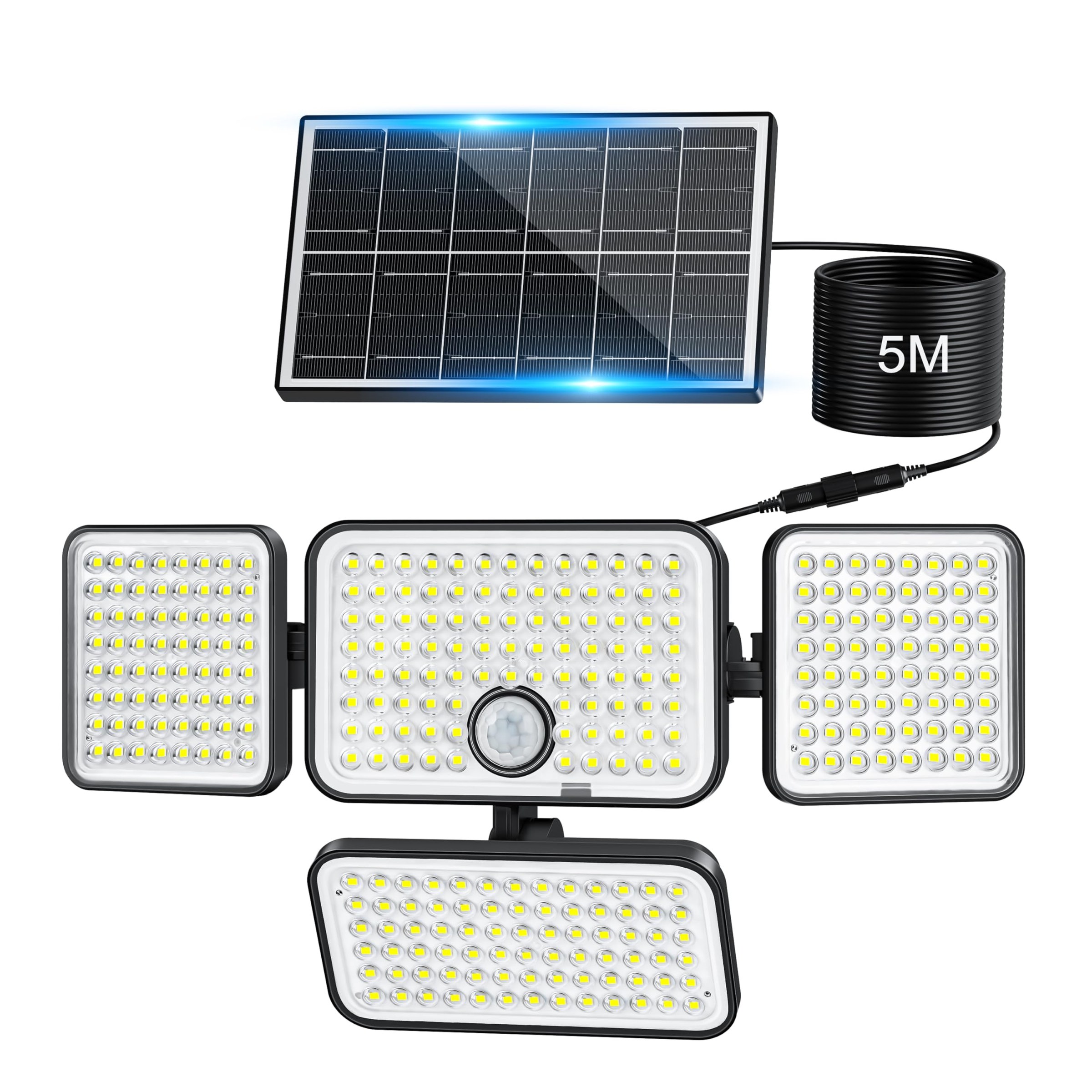 Really Luce Solare Led Esterno con Sensore di Movimento, Faretto Led Esterno con Pannello Solare con 301LED 3000mAh IP65 Impermeabile per Giardino Garage