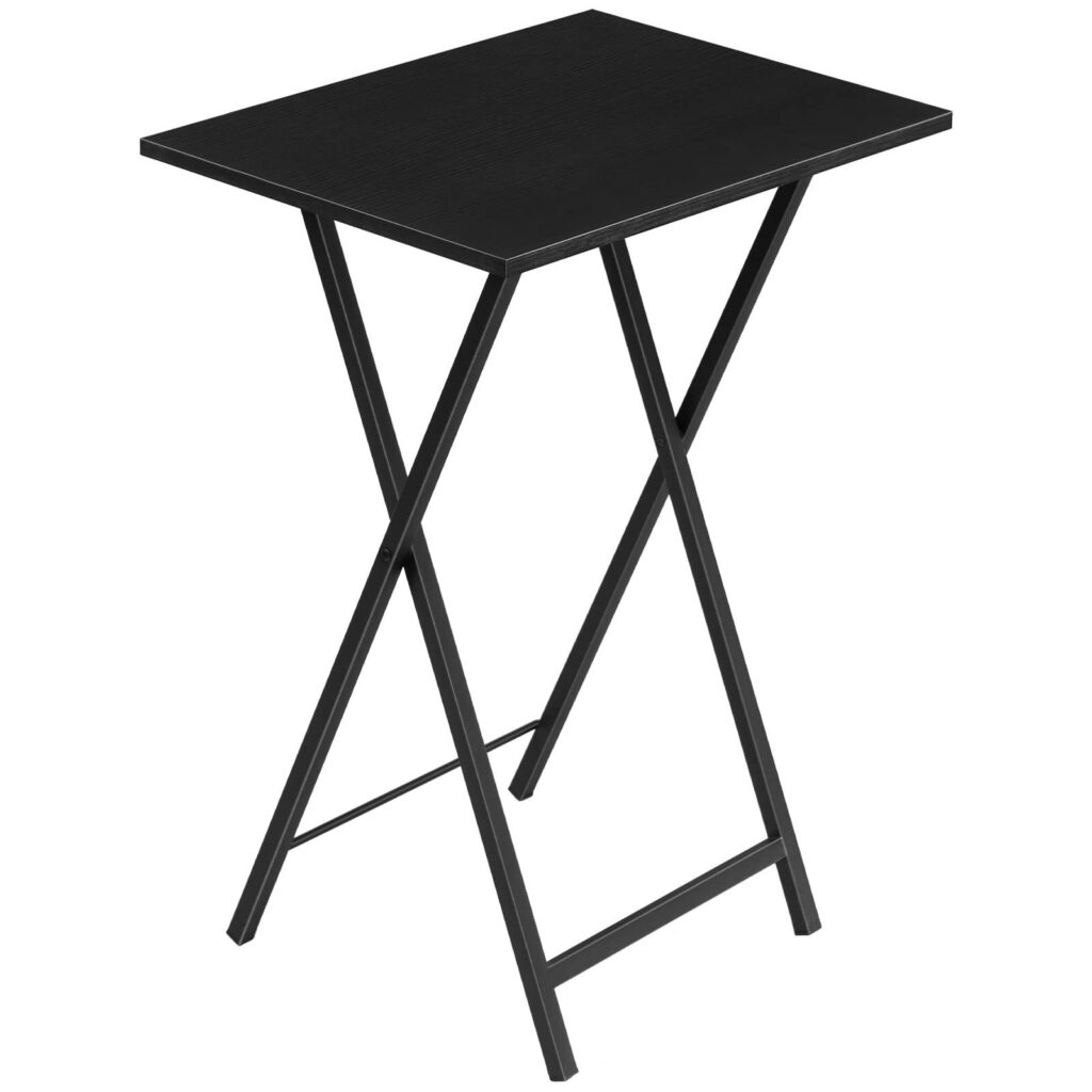 HOOBRO Tavolino, Tavolini per Spuntini, Pieghevoli Tavolo, Accanto al Divano, Stile Industriale, per Spazio Stretto, Struttura Stabile, Montaggio Facile, Nero EBK15BZ01