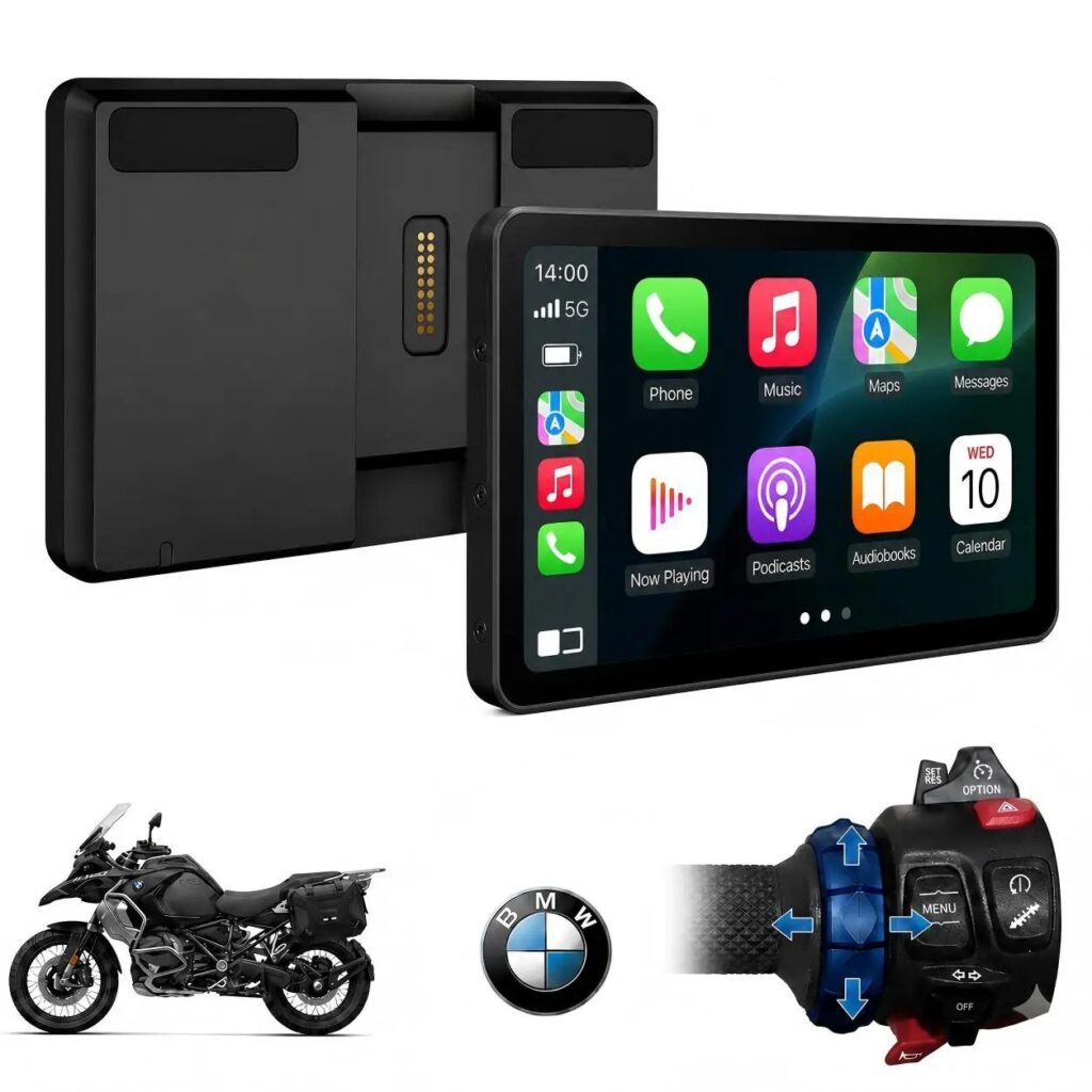 Schermo Wireless da 6,2 Pollici per Moto BMW con CarPlay e Android Auto - Wonder Wheel Nativo, 1200-Nit, IP69, Plug & Play