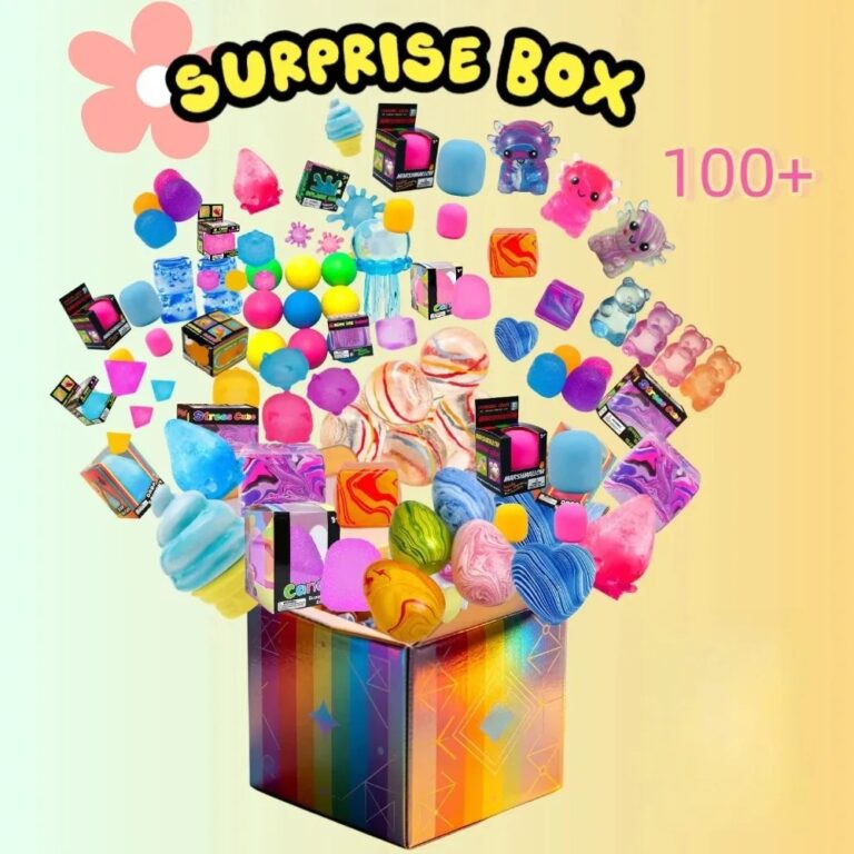 100+ Pezzi Scatola Sorpresa Giocattoli Antistress Assortiti, Figure Squishy, Blind Box Divertente e Misterioso, Fidget Toy Antistress a Sorpresa