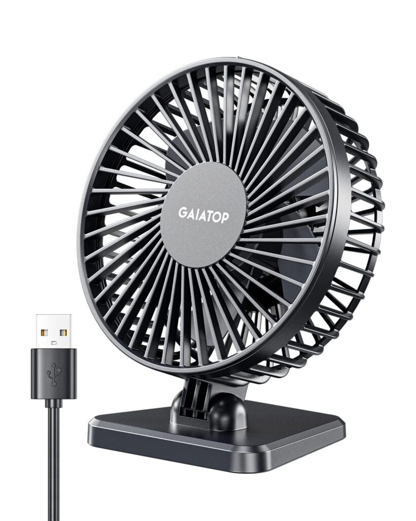 Gaiatop Ventilatore USB da scrivania, piccolo ma potente, portatile, silenzioso, 3 velocità, regolabile, mini ventilatore da tavolo per il raffreddamento di casa, ufficio, auto, e…