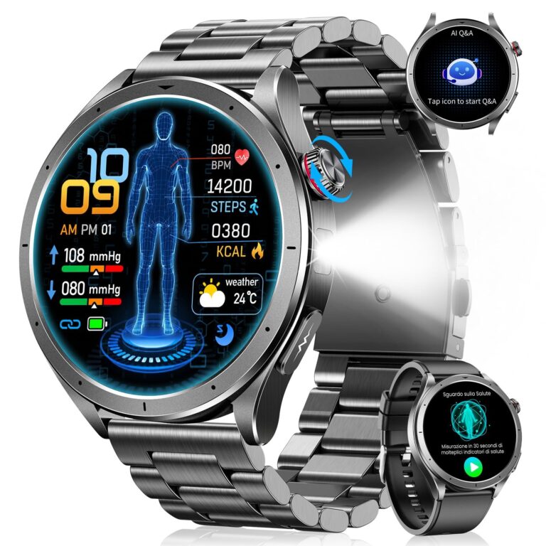 Smartwatch Uomo con ECG/HRV, AI-GPT, Micro-Check-Up, BMI, Android iOS, Nero | 1,53" Orologio Fitness con Sonno/Frequenza Cardiaca/SpO2, Pressione Sanguigna, 120+ Sportive, 5ATM, T…