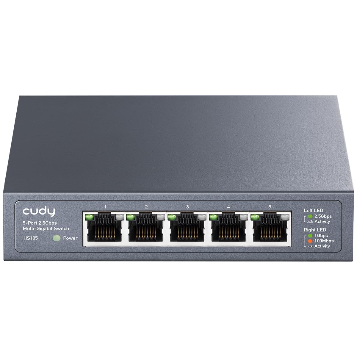 Cudy Switch non gestito a 5 porte da 2,5 G Professional, HS105 | 5 porte da 2, 5 GbE, velocità di trasmissione pari alla velocità di linea, gestione tramite Web-Config, QoS, LAG