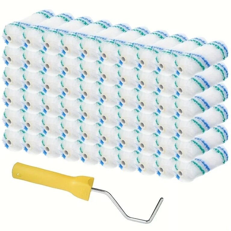 1pc Mini Copri rullo di vernice Maniglia con 60 spazzole a rullo Piccoli rulli di vernice da 4 pollici Maniglia riutilizzabile per rullo di vernice per pareti