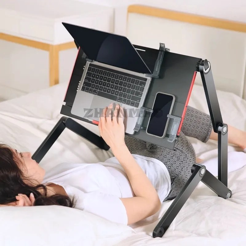 Sdraiato a letto piatto, scrivania per laptop, supporto per tablet pieghevole, regolabile e mobile, scrivania per tavolo da scrivania sdraiato