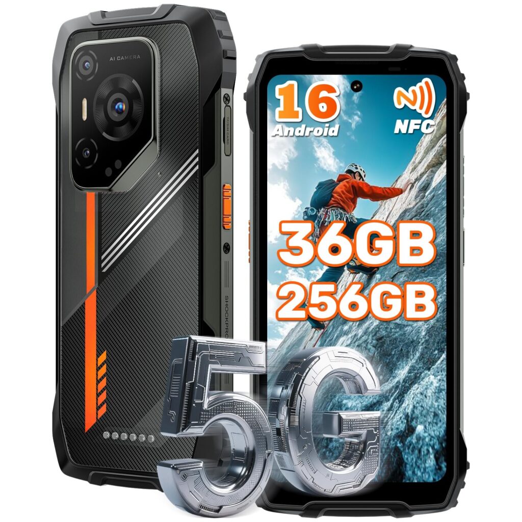 Rugged Smartphone 5G Android 16, 36GB+256GB/2TB, 50MP+32MP, 20MP Night Vision, 6,78" FHD+ 120Hz, Telefono Indistruttibile IP68/IP69K, Dimensity 6300, 7500mAh/33W, Dual SIM/NFC/GPS…