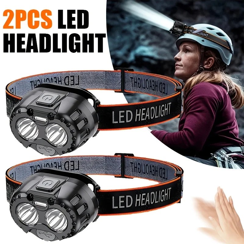 Potente Lampada Frontale a LED IPX4 Impermeabile, Torcia da Testa di Emergenza 250LM XPE LED, 500mAh per Pesca, Campeggio, Escursionismo all'Aperto