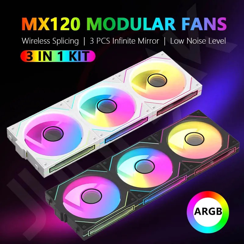 JUMPEAK MX120 360mm 240mm Modulare Wireless Splicing PC 120mm Ventola di raffreddamento ARGB Effetto specchio infinito per dispositivo di raffreddamento dell'acqua del computer
