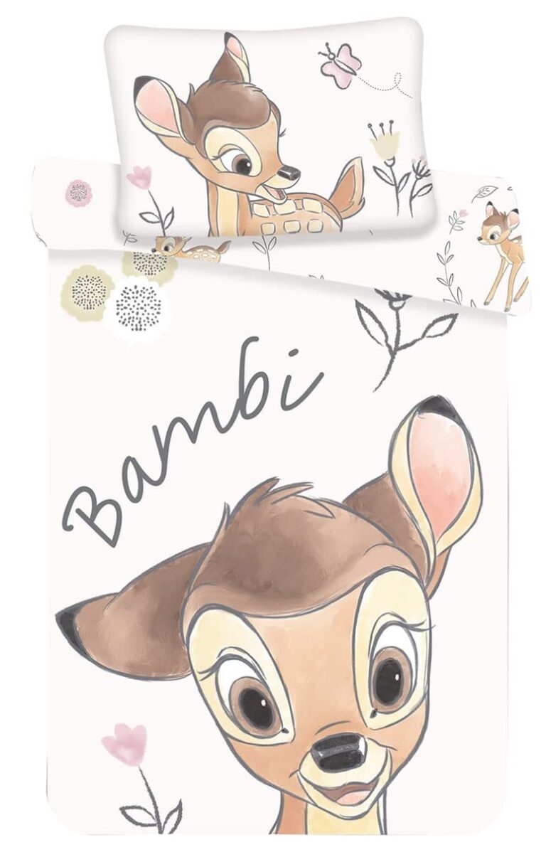 Set di biancheria da letto per bambini, motivo: Bambi, 100 x 135 cm + 40 x 60 cm