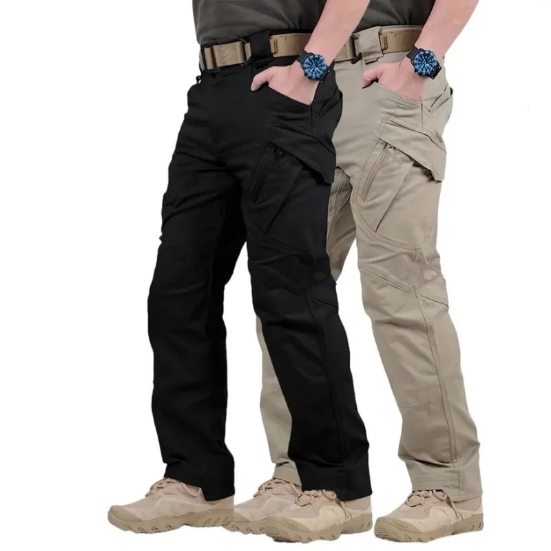 Pantaloni cargo impermeabili da uomo Pantaloni elastici tascabili multipli Pantaloni da jogging da esterno Pantaloni da trekking tattici taglie forti