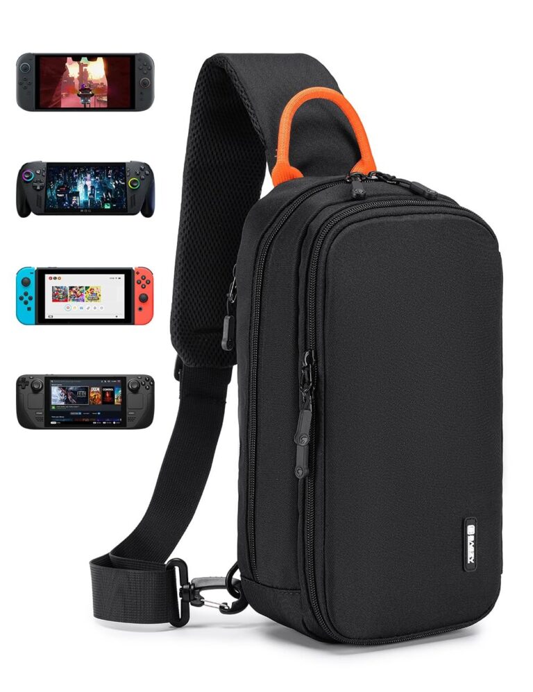 BAGZY Borsa per Nintendo Switch 2/ Console 2025/ROG Xbox Ally X/Switch OLED/Steam Deck Accessories Borsello Uomo Protettiva Portatile Borsa a Tracolla da Viaggio con 10 slot per C…