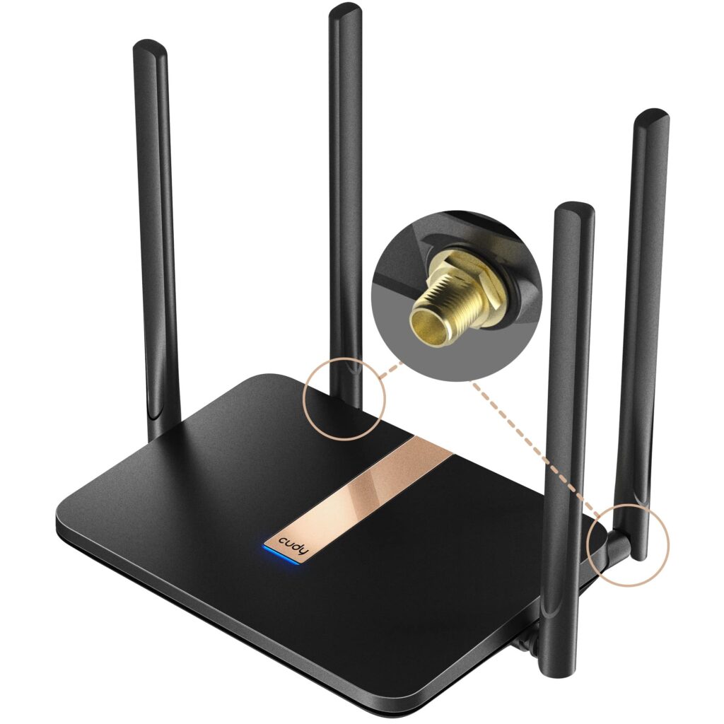 Cudy Router Wi-Fi 4G LTE Cat 4 AC1200, antenne rimovibili, LT500D | Cat. 4, 150 Mbps in download, Wi-Fi 5 AC1200 (867/300), 4 porte FE, slot per Nano SIM, antenna SMA rimovibile,…