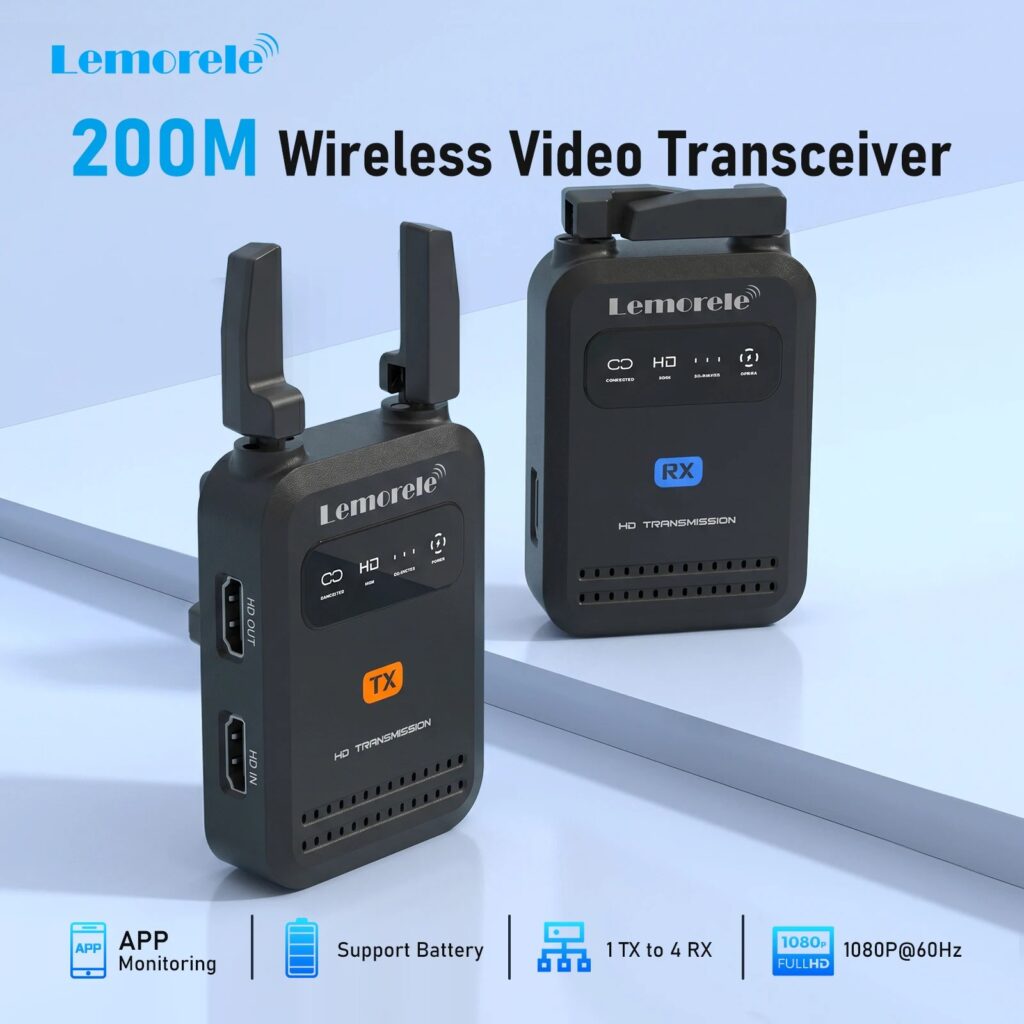 Lemorele Trasmettitore e Ricevitore HDMI Wireless 200M, Extender Video 1080P per Streaming Live e Fotografia