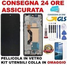 DISPLAY ORIGINALE + FRAME MOTOROLA MOTO EDGE 60 XT2505 TOUCH SCREEN BLU VETRO