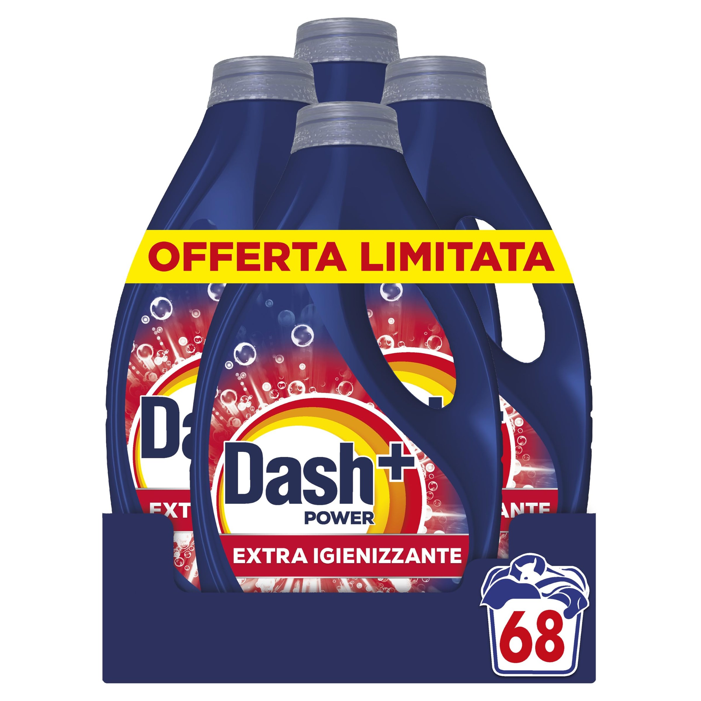 Dash Power+ Extra Igienizzante, Detersivo Lavatrice, 68 Lavaggi. | Pulizia profonda contro sporco e batteri, con 3 additivi integrati