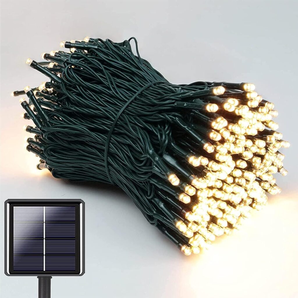 NEXVIN Natale Luci Stringa Solari, 22 m, 200 LED, per esterni, 8 modalità, impermeabili, luci di Natale per giardino, feste, vacanze, albero, cortile, patio, decorazione,Bianco Ca…