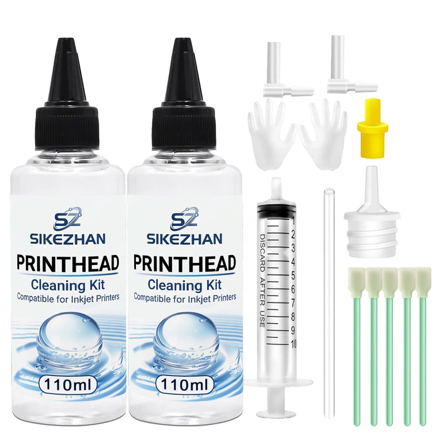 Kit di Pulizia per Testine di Stampa da 110ml SIKEZHAN, Set di Soluzioni Detergenti Liquide per Tutte le Stampanti a Getto d'Inchiostro, Strumenti per Sbloccare Ugelli Ostruiti