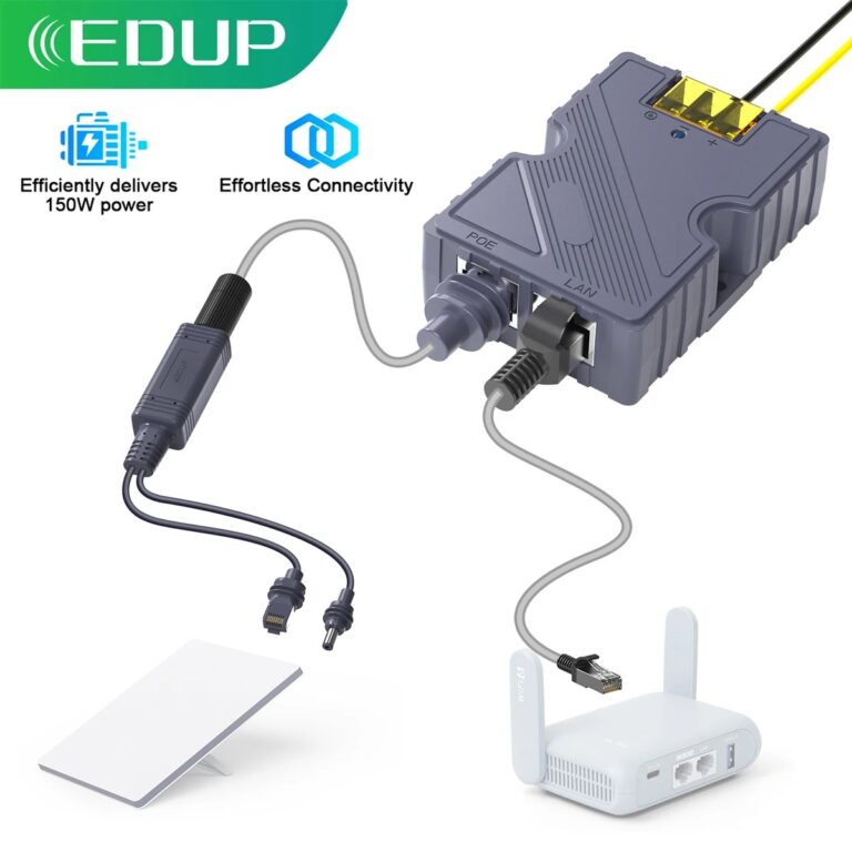 EDUP SK0089 Starlink Mini 150W POE e 100W Splitter Gigabit POE isolato con interfaccia DC e RJ45 1000Mbps per Mini portatile