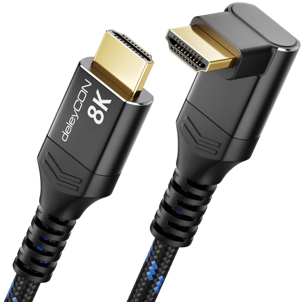 deleyCON Cavo HDMI 2.1 8K 2m Angolato (Angolo di 90°) per TV, Monitor, PS4, PS5, Soundbar Dolby Atmos e EARC, HDR10+ - Cavo Ultra High Speed 48 Gbps - 10K/8K@60Hz, 4K@120Hz/144Hz,…