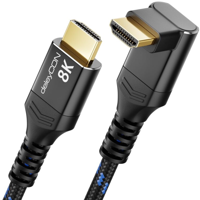 deleyCON Cavo HDMI 2.1 8K 2m Angolato (Angolo di 90°) per TV, Monitor, PS4, PS5, Soundbar Dolby Atmos e EARC, HDR10+ - Cavo Ultra High Speed 48 Gbps - 10K/8K@60Hz, 4K@120Hz/144Hz,…