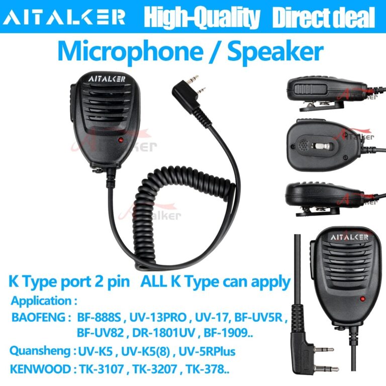 Quansheng TK11 (8) K5(8) Wakie Talkie Supporto per microfono tipo K Baofeng UV5RHPRO UV21PRO UV13 UV5R BF-888S UV16 Auricolare K a 2 pin