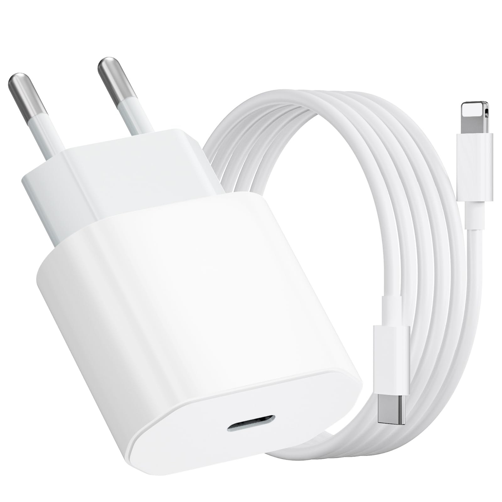 Caricatore per iPhone, Caricatore USB C da 20W con Cavo per iPhone da 1M, Caricabatterie per iPhone 14/13/ 12/11/ X/ 8/7