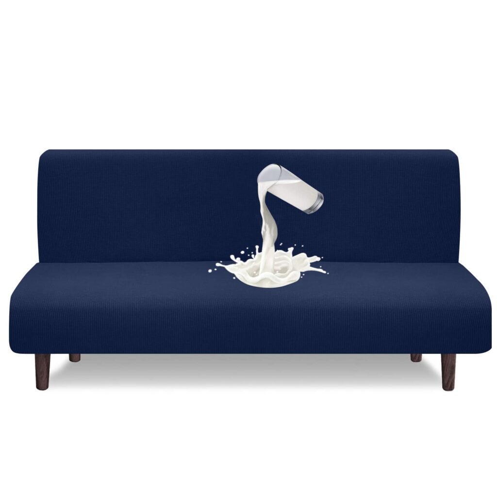 Granbest copridivano futon impermeabile senza braccioli, protezione futon ad alta elasticità per divano letto pieghevole antiscivolo senza braccioli (blu navy)