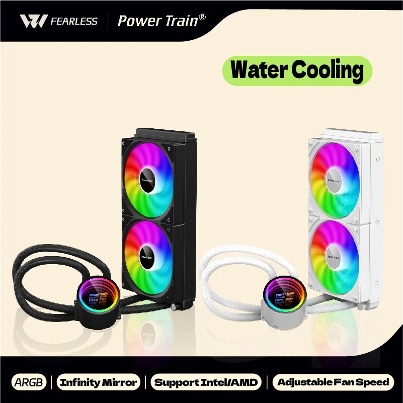 Power Train DL-240A Radiatore di raffreddamento ad acqua fredda Bianco/Nero ARGB All-In-One 5V 3PIN ARGB Ventola CPU Dispositivo di raffreddamento liquido