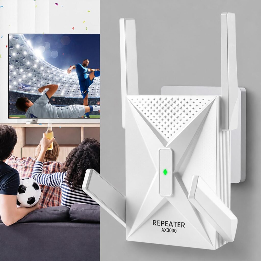 Amplificatore WiFi 6, 3000Mbps Ripetitore WiFi con porta LAN Ethernet | per Casa, 5GHz fino a 2400m, 2,4GHz fino a 600m,