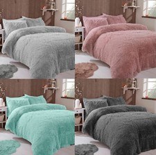 Set biancheria da letto copripiumino in pile morbido peluche pelliccia sintetica shaggy