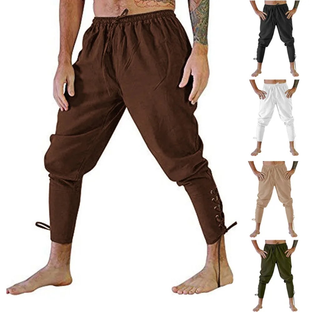 Costume da pirata per uomo Costume medievale rinascimentale Pantaloncini con coulisse Costume di Halloween Cosplay per adulti