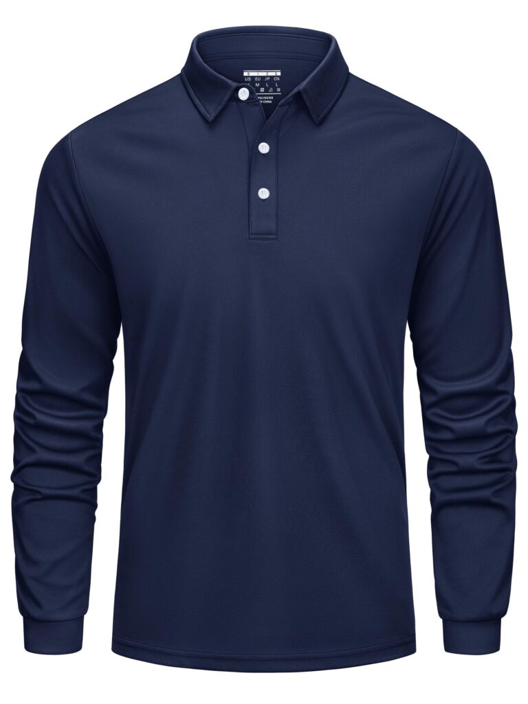 Cavva Polo da uomo a maniche lunghe, da golf, ad asciugatura rapida, da | poliestere, sportivo, a maniche lunghe, vestibilità regolare, traspirante, da golf, leggero, con bottoni,…