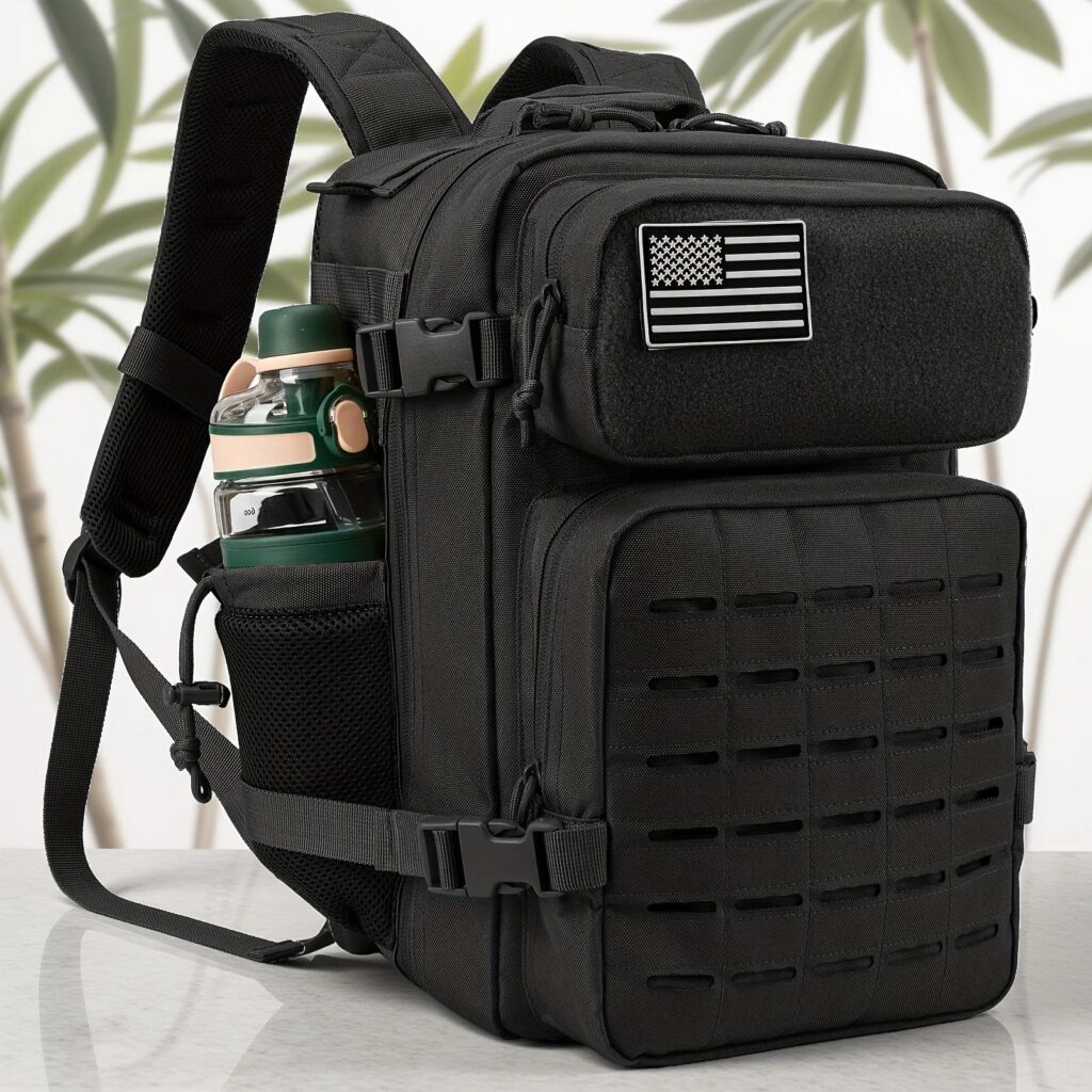 Zaino tattico da 25 litri Borsa da esterno Zaino da fitness Zaino MOLLE Zaino da sopravvivenza per escursionismo da donna/uomo Doppio portabicchieri da uomo