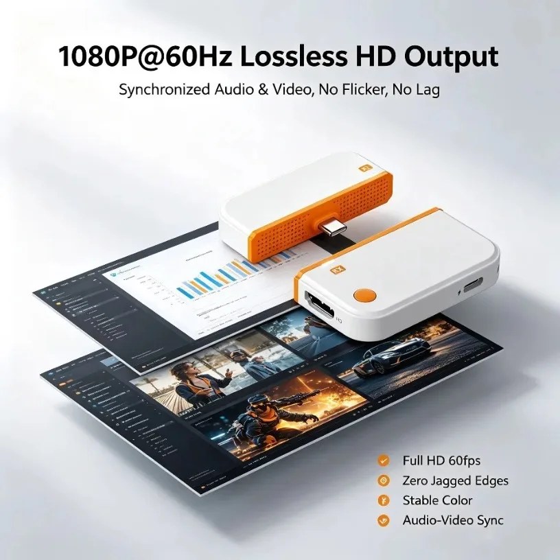 Ricevitore Wireless Compatibile HDMI 50M, Trasmettitore Type C 1080P 60Hz Audio Senza Perdita di Qualità per Home Theater, Gaming ed Esposizioni