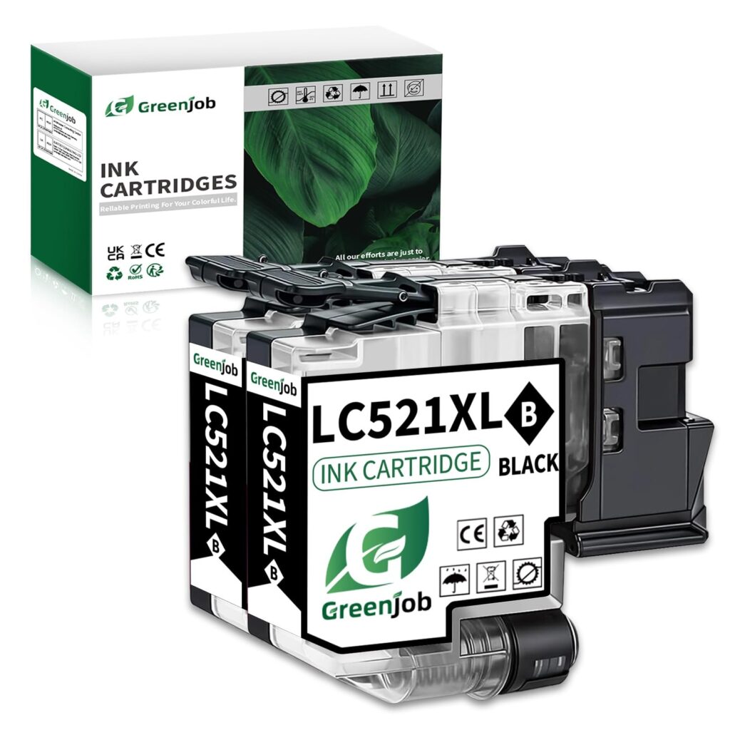 Greenjob LC521BK LC521XLBK Nero Cartucce Compatibili per Brother LC521BK LC521 LC521XL Nero LC-521XL LC-521XLVAL per Brother DCP-J1260W DCP-J1310DW DCP-J1313DW DCP-J1360DW DCP-J14…