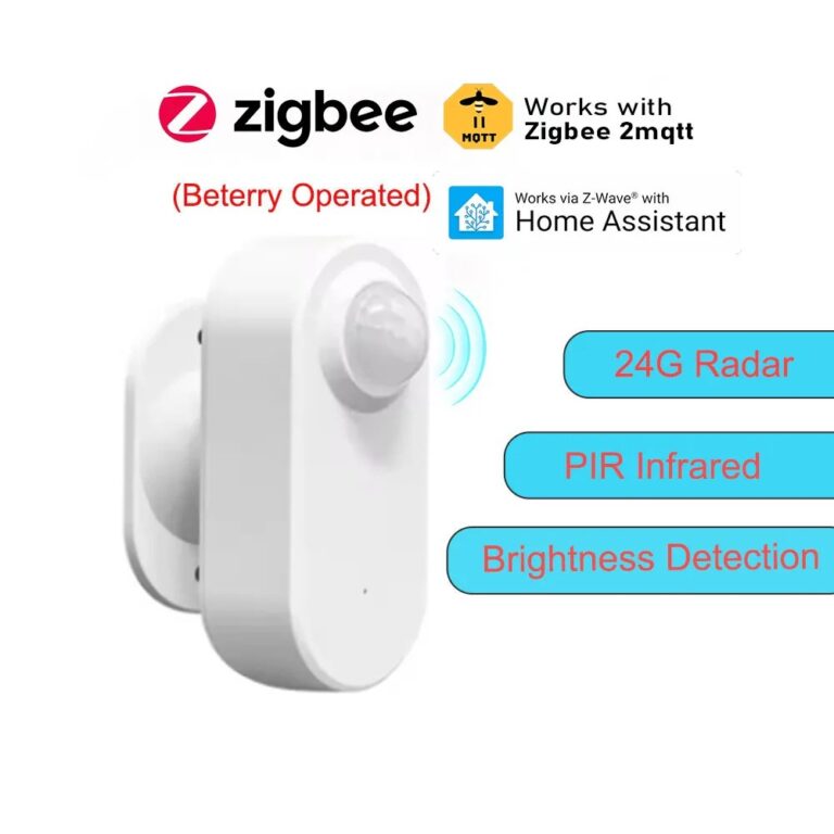 Sensore di Presenza Umana Smart Zigbee 24G MmWave Radar + PIR, Rilevamento Luminosità, Alimentato a Batteria, Supporta Zigbee2mqtt e Home Assistant